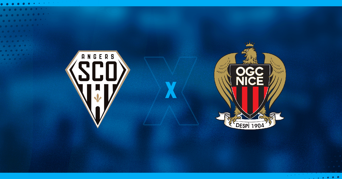 Escudos Angers x Nice que jogam pelo Campeonato Francês.