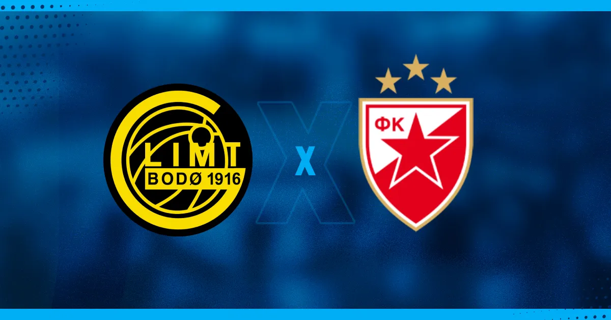 Escudos do Bodo/Glimt e Crvena Zvezda que jogam pelo mata-mata da Champions League