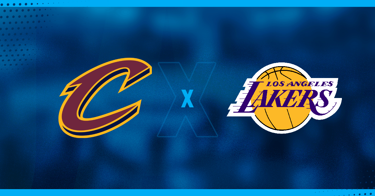 Escudos de Cleveland Cavaliers e Los Angeles Lakers, que se enfrentam pela pré temporada da NBA.