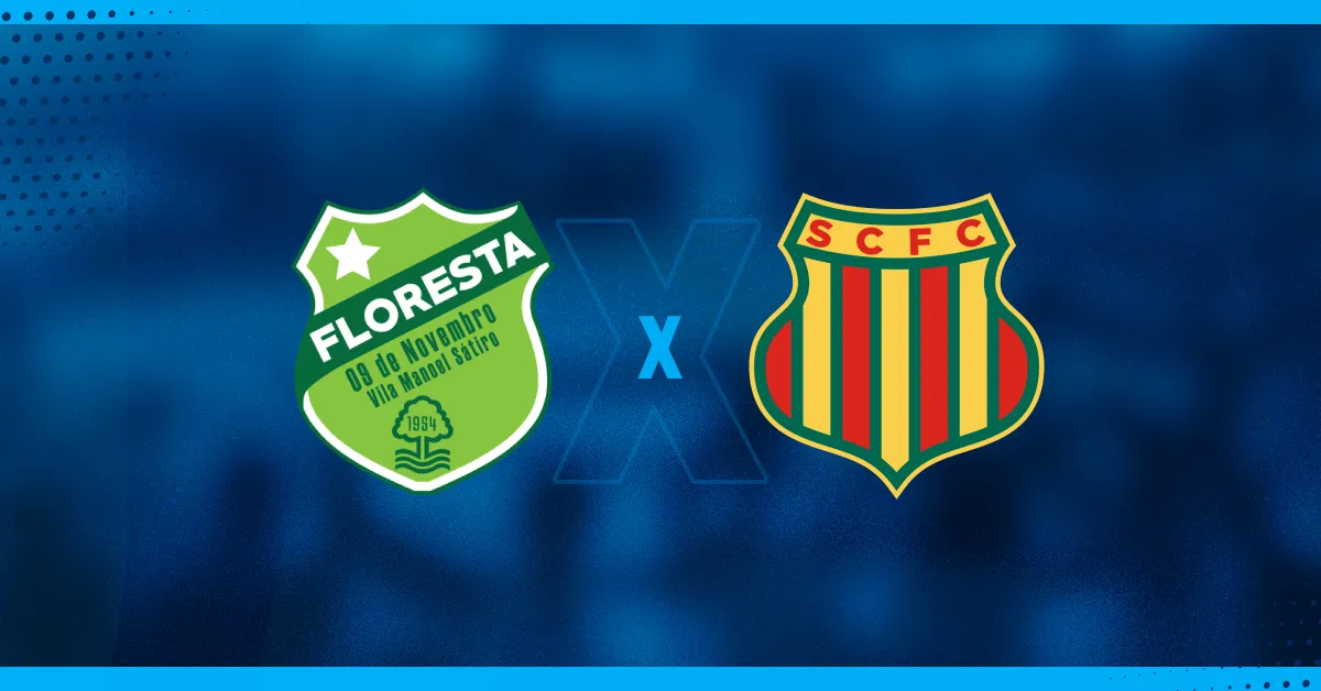 Escudos de Floresta x Sampaio Correa, que jogam pela terceira divisão do Brasileirão