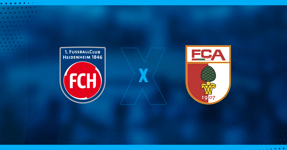 Escudos do Heidenheim x Augsburg que jogam pelo Campeonato Alemão.