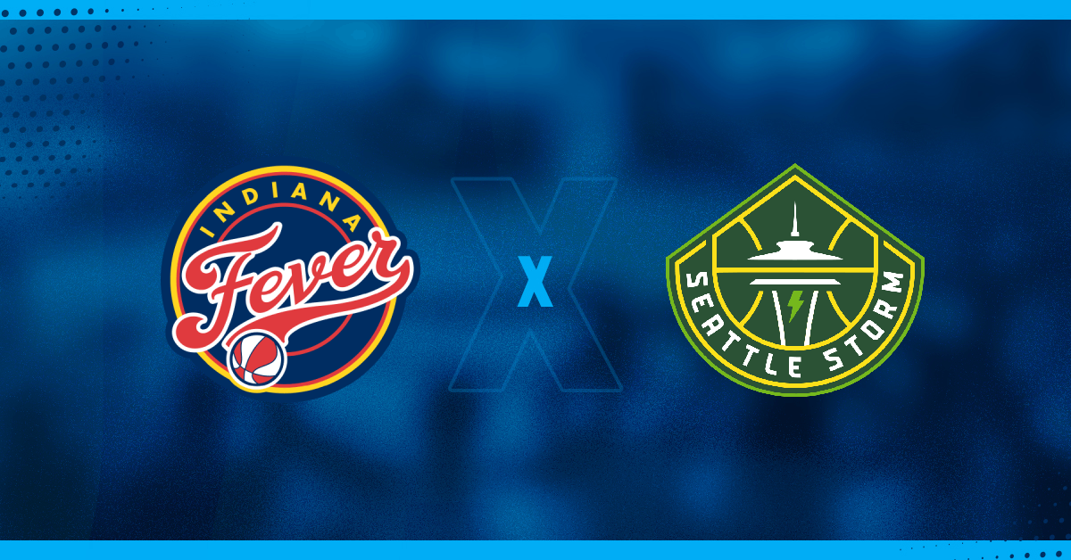 Escudos de Indiana Fever e Seattle Storm, que se enfrentam hoje pela WNBA.