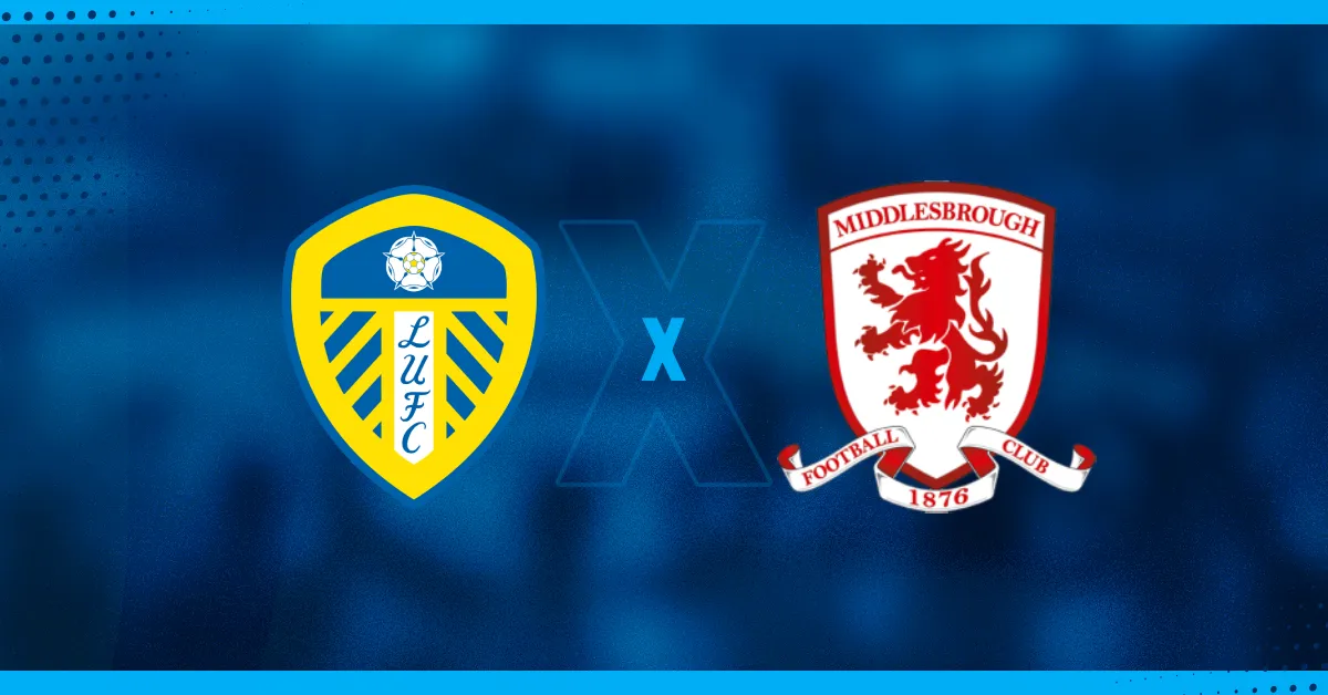 Escudos do Leeds e Middlesbrough que jogam pela Copa da Liga Inglesa.