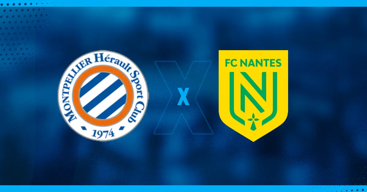 Escudos do Montpellier e Nantes que jogam pela Ligue 1