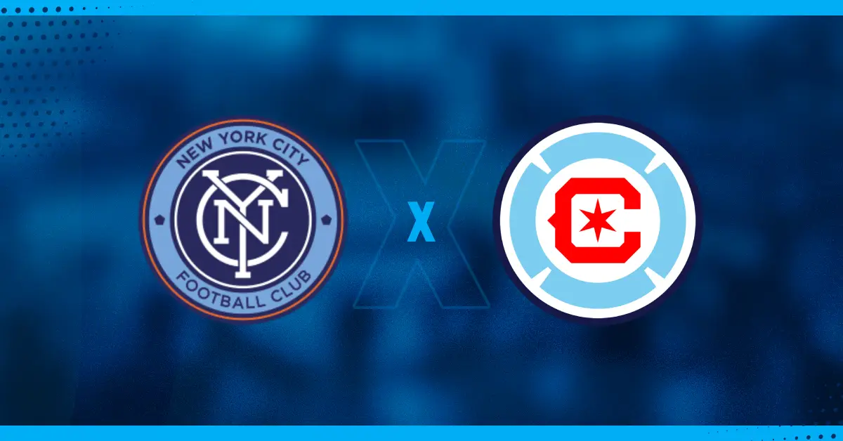 Escudos do New York City e Chicago Fire que jogam pela Ligue 1