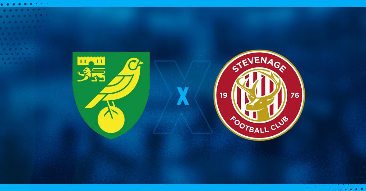 Escudos do Norwich e Stevenage que jogam pela Copa da Liga Inglesa.