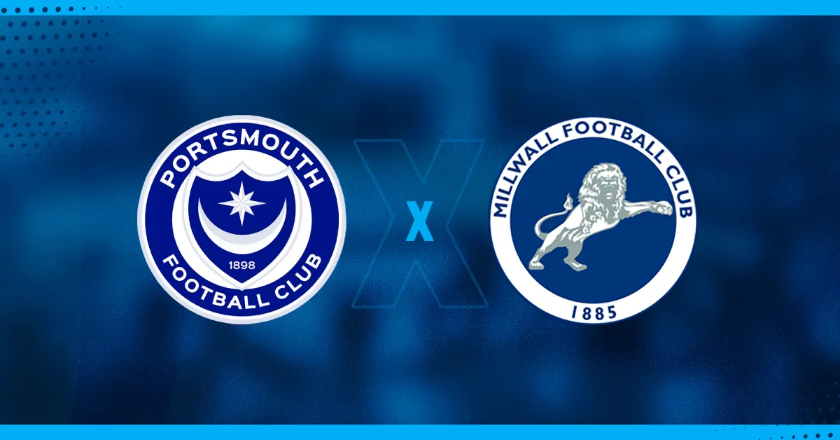 Escudos do Portsmouth e Millwall que jogam pela Copa da Liga Inglesa.