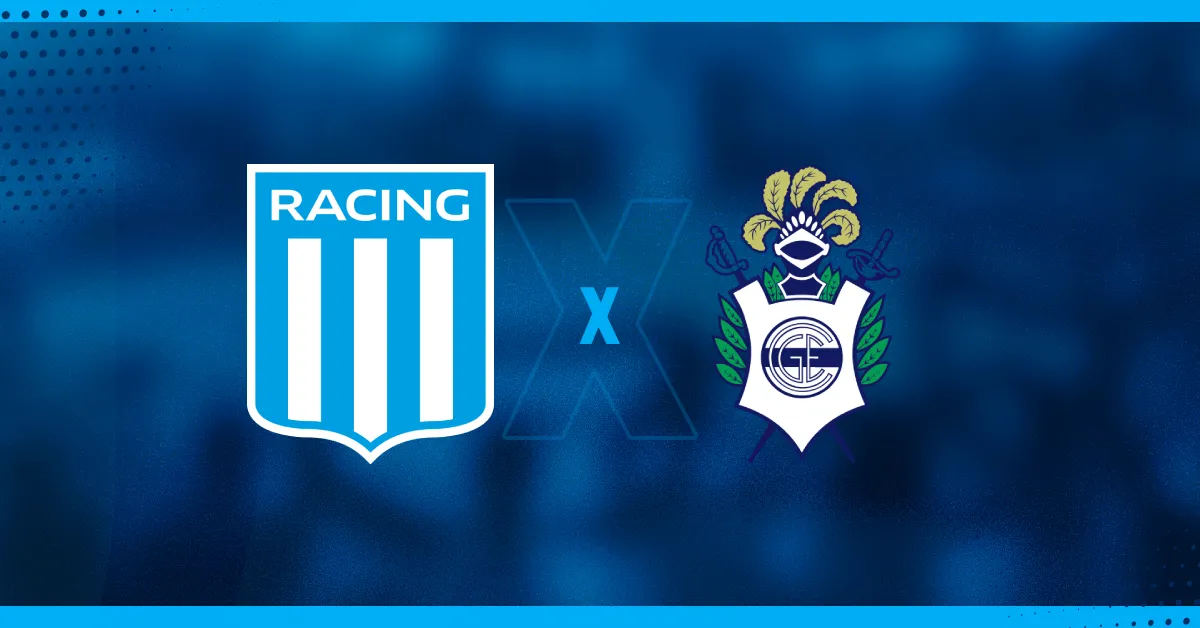 Escudos do Racing Club e Gimnasia L.P. que jogam pelo Campeonato Argentino.