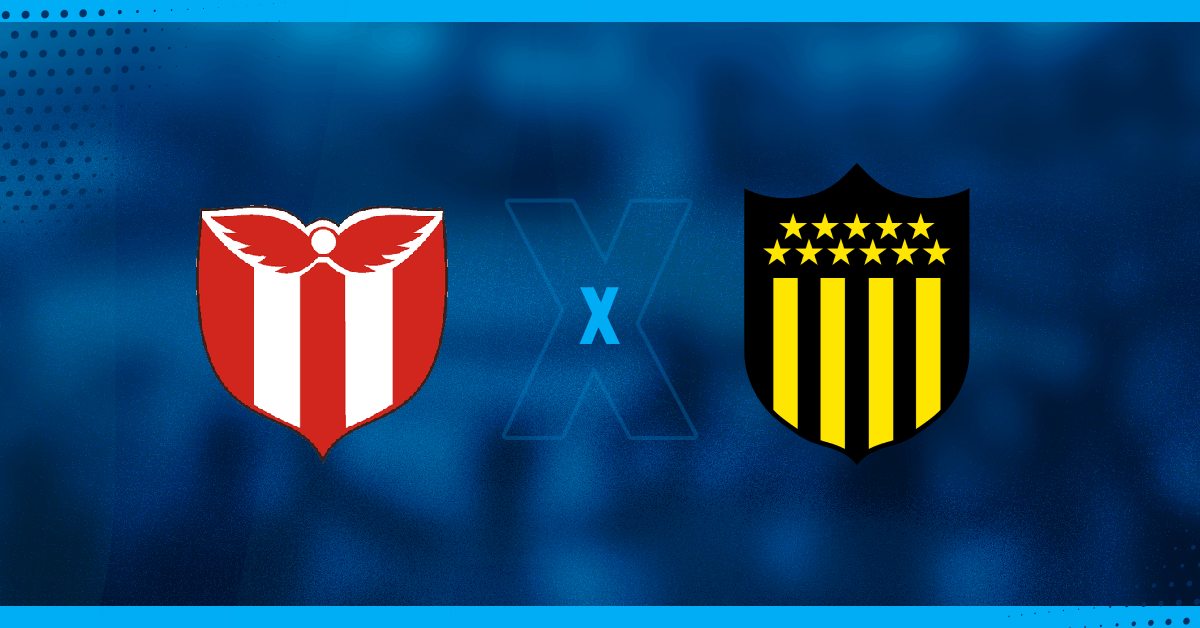 Escudos de River Plate e Peñarol, que se enfrentam pela Primeira Divisão Uruguaia.