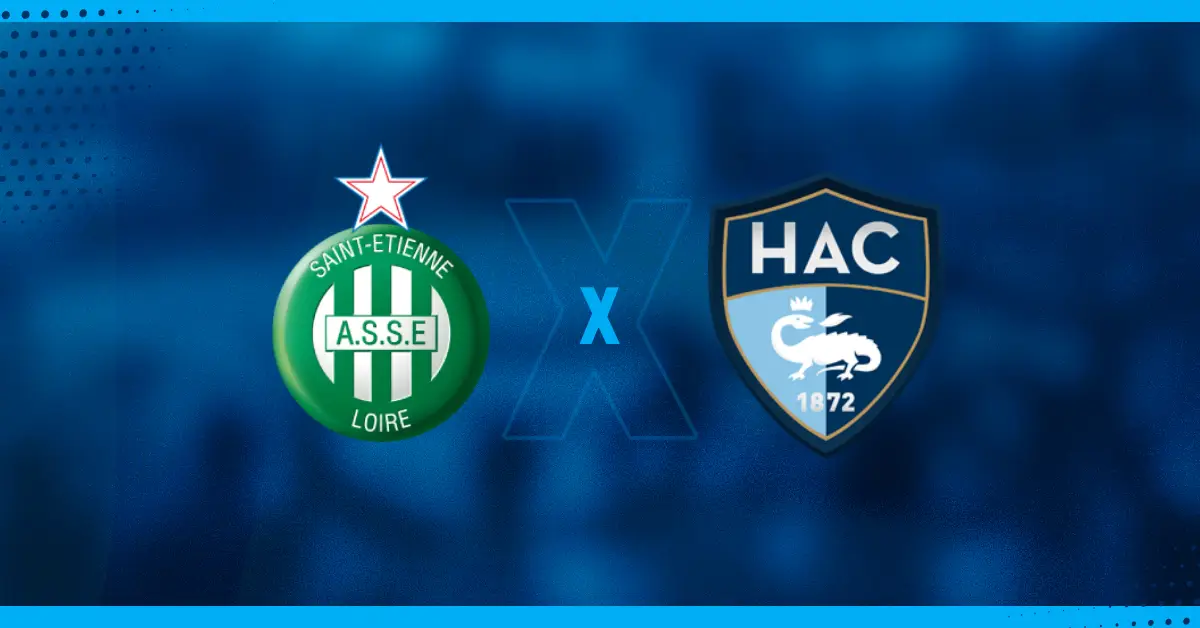 Escudos do Saint-Étienne e Le Havre que jogam pela Ligue 1.