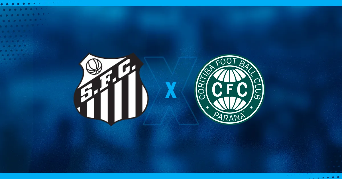 Escudos de Santos x Coritiba, times que jogam pelo Brasileirão Série B 2024