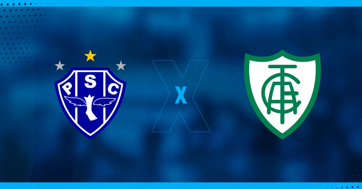 Escudos de Paysandu e América-MG, que se enfrentam pelo Brasileirão Série B.