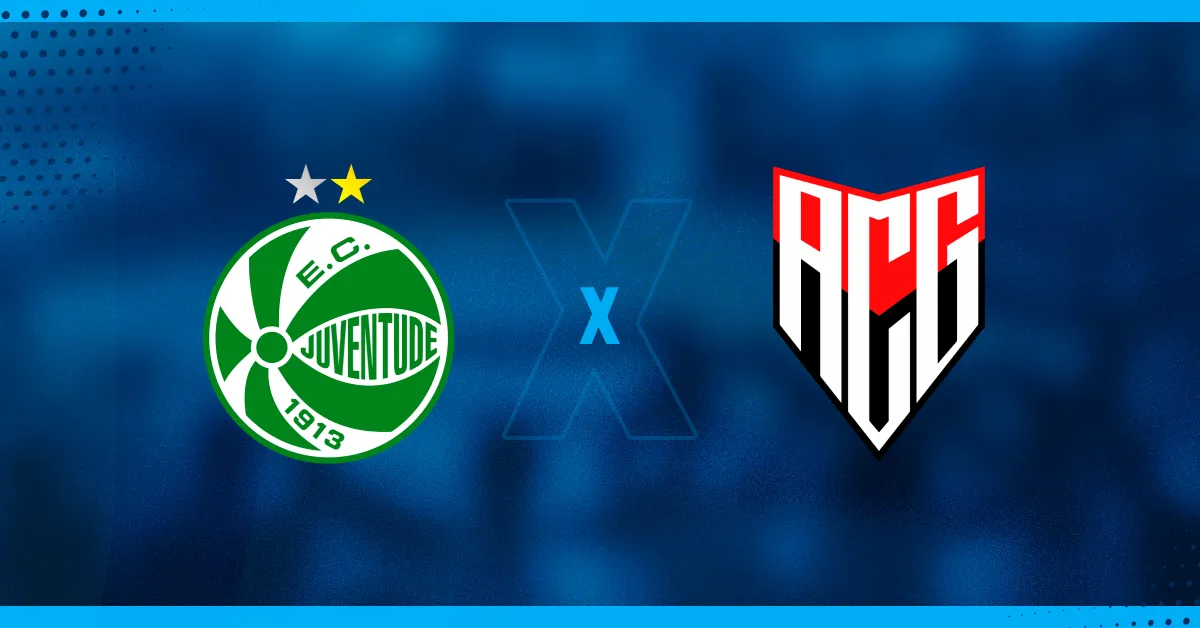 Escudos de Juventude e Atlético-GO, que se enfrentam pelo Brasileirão.