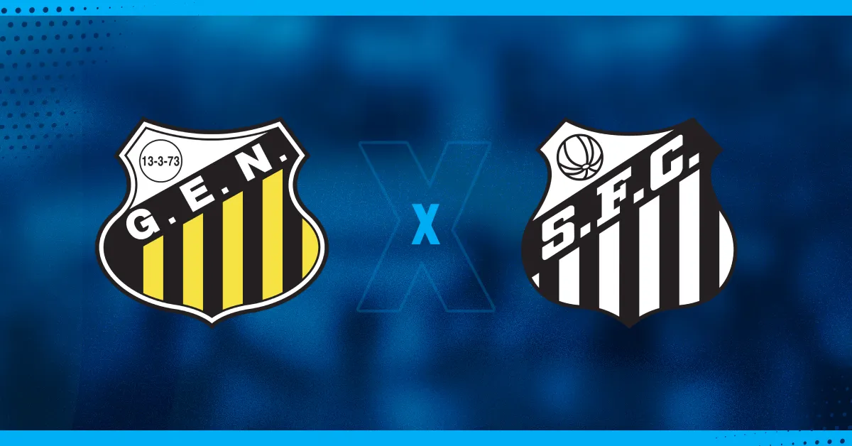 Escudos de Novorizontino e Santos, que se enfrentam pela série B do Brasileirão.