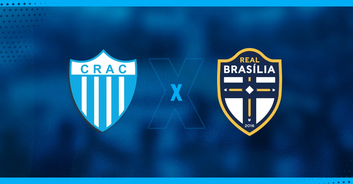 Escudos de CRAC e Real Brasília, que se enfrentam pela série D.