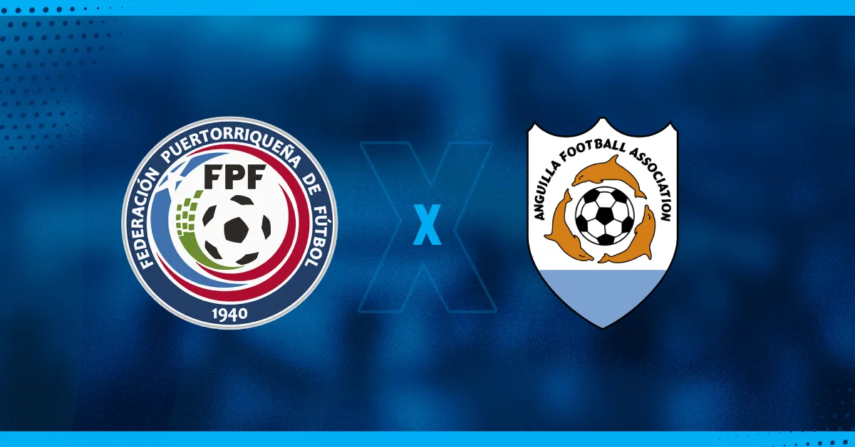 Escudos de Porto Rico e Anguilla, que se enfrentam pelas Eliminatórias da Concacaf da Copa do Mundo.