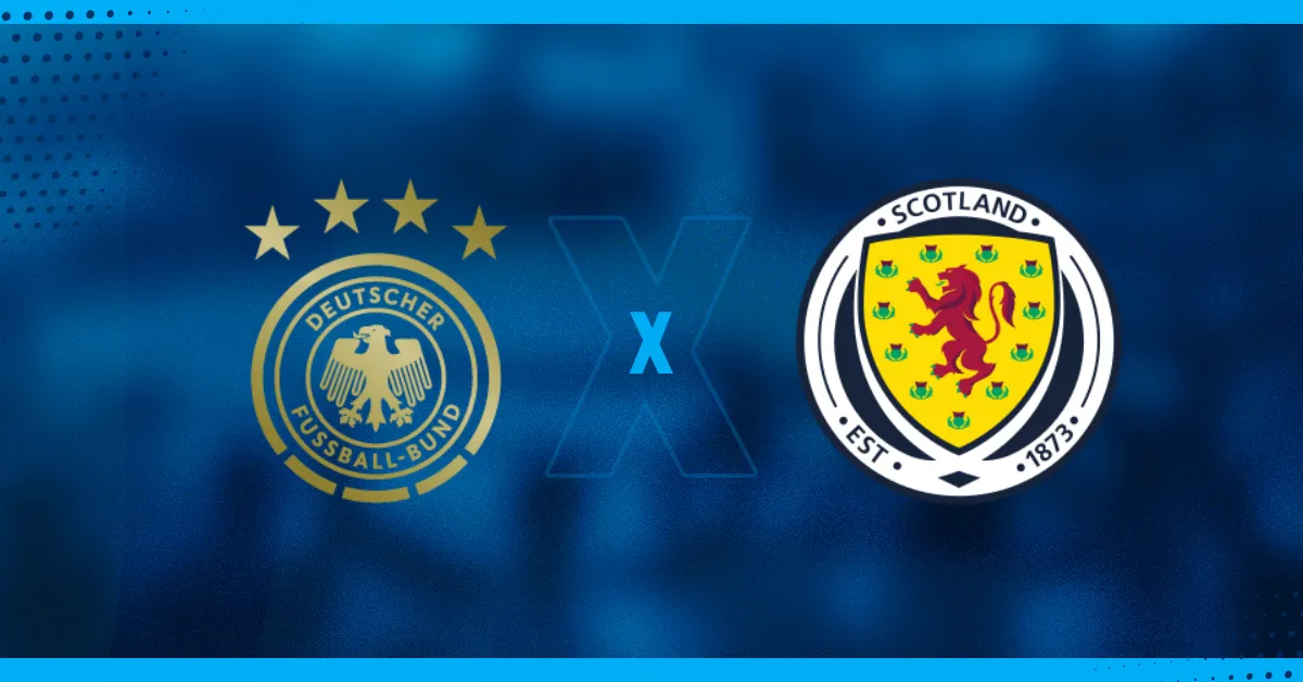 Escudos de Alemanha e Escócia, que se enfrentam pela Eurocopa.