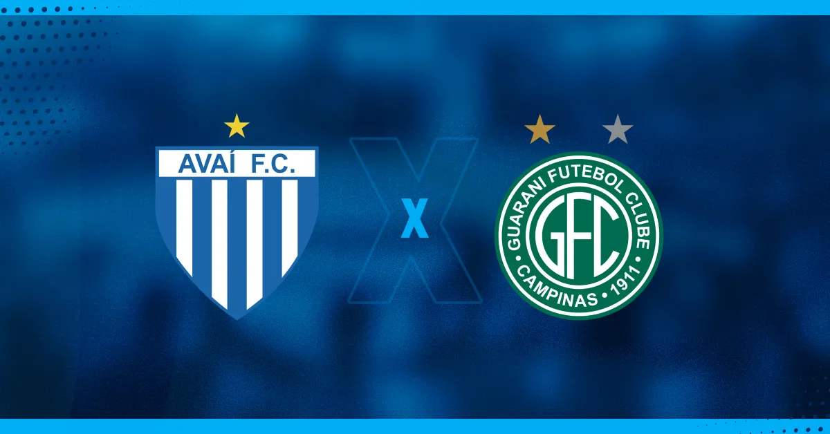 Escudos de Avaí e Guarani, que se enfrentam pela Série B.