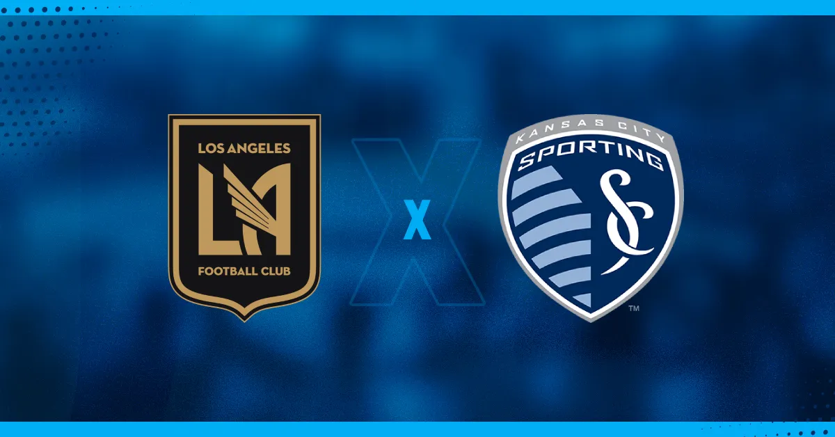 Escudos de LA Galaxy e Sporting KC, que se enfrentam pela MLS.