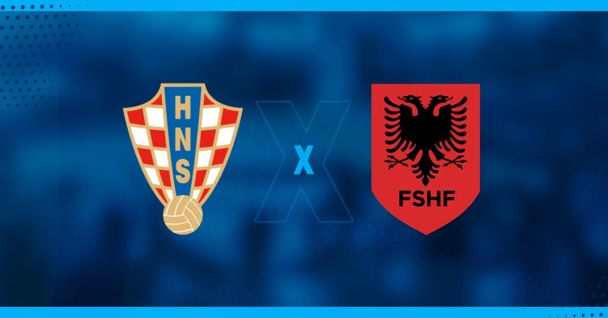 Escudos de Croácia e Albânia, que se enfrentam pela Eurocopa.