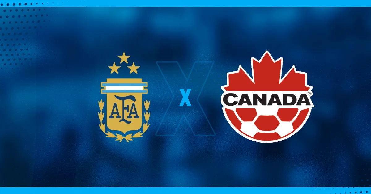 Escudos de Argentina e Canadá, que se enfrentam pela Copa América.