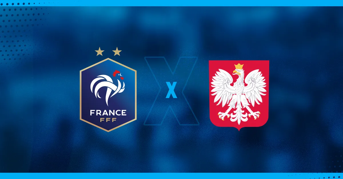 Escudos de França e Polônia, que se enfrentam pela Eurocopa.