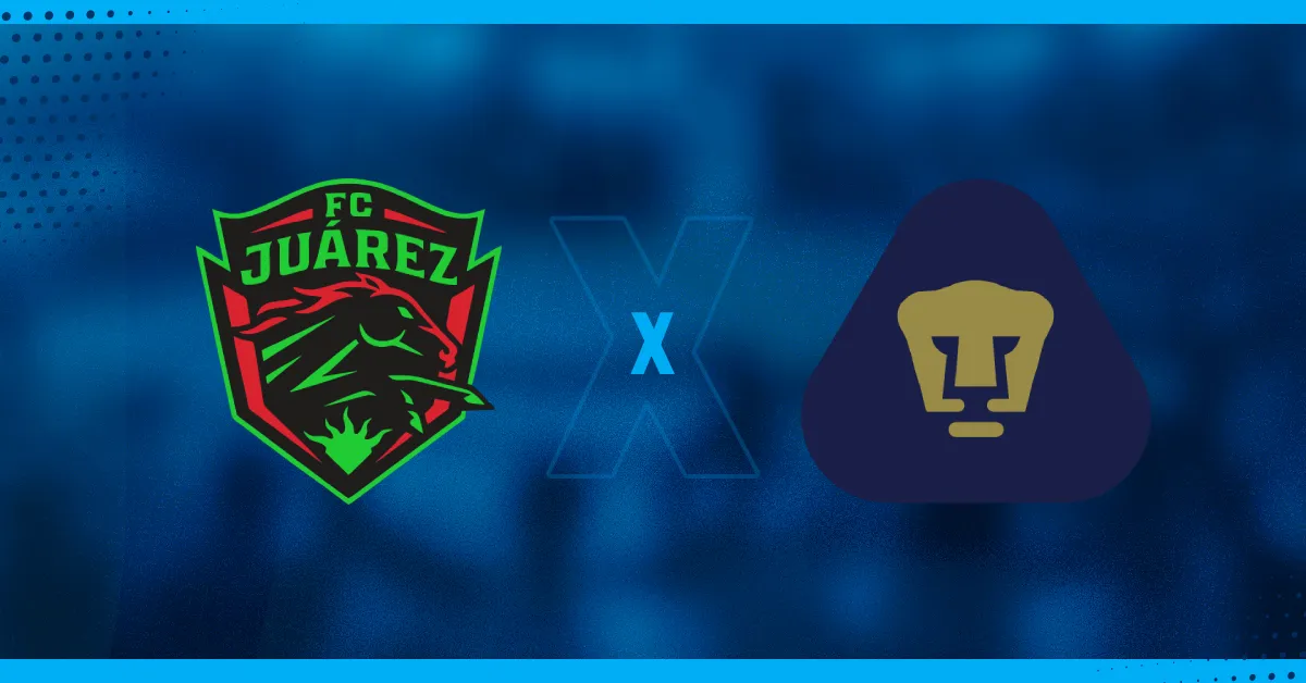 Escudos de Juárez e Pumas, que se enfrentam pelo Campeonato Mexicano.