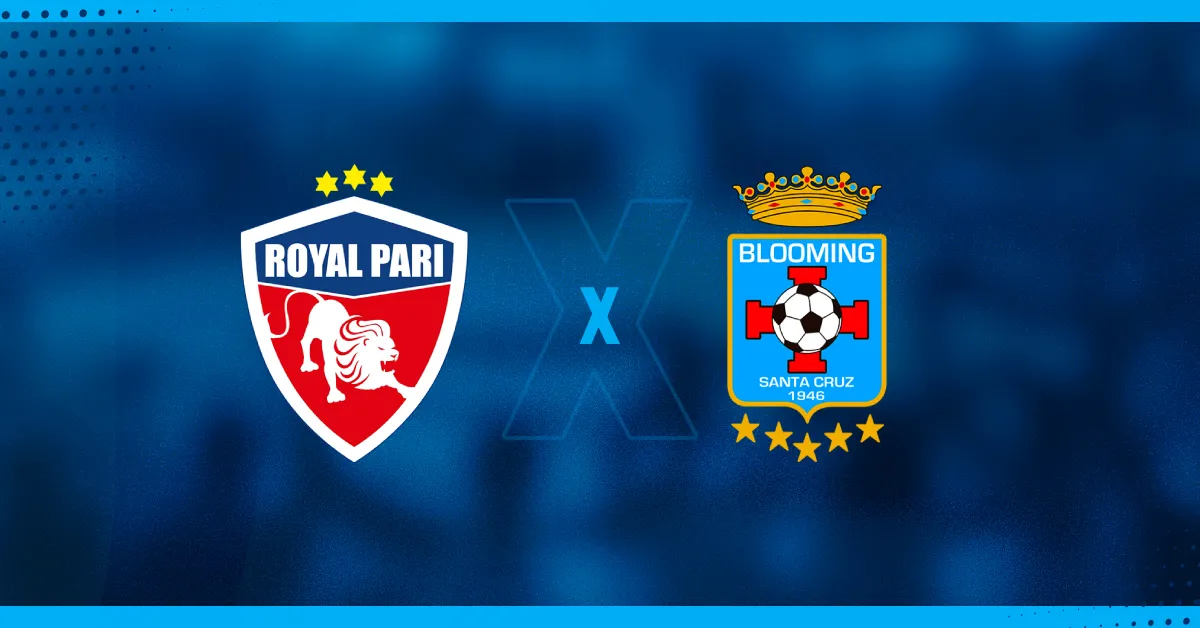 Escudos de Royal Pari e Blooming, que se enfrentam pelo Campeonato Colombiano.