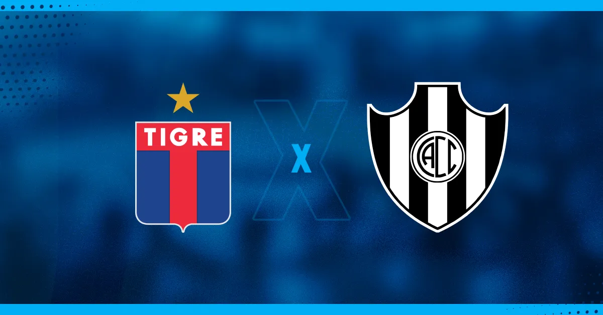 Escudos de Tigre e Central Córdoba, que se enfrentam pelo Campeonato Argentino.