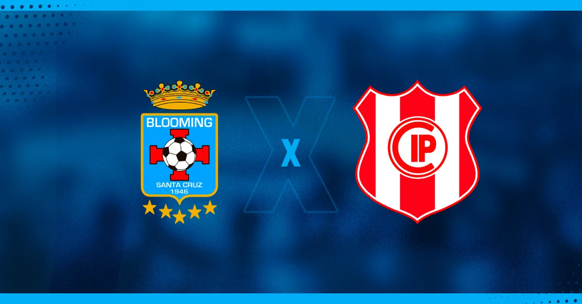 Escudos de Blooming e Independiente, que se enfrentam pelo Campeonato Boliviano.