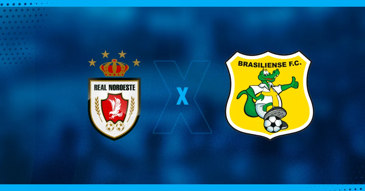 Escudos de Real Noroeste e Brasiliense, que se enfrentam pela Série D.