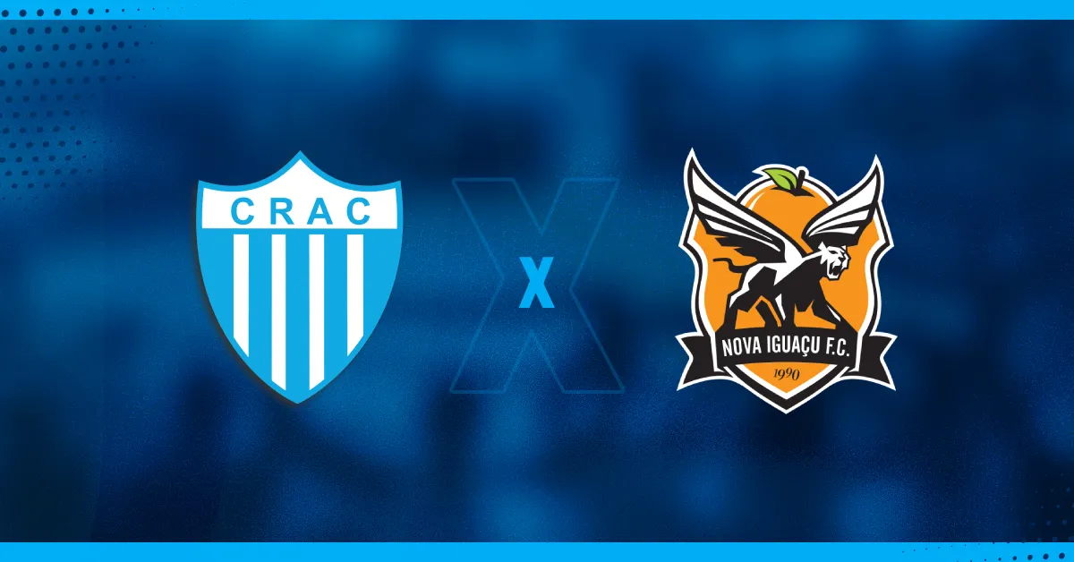 Escudos de CRAC e Nova Iguaçu, que se enfrentam pela Série D.