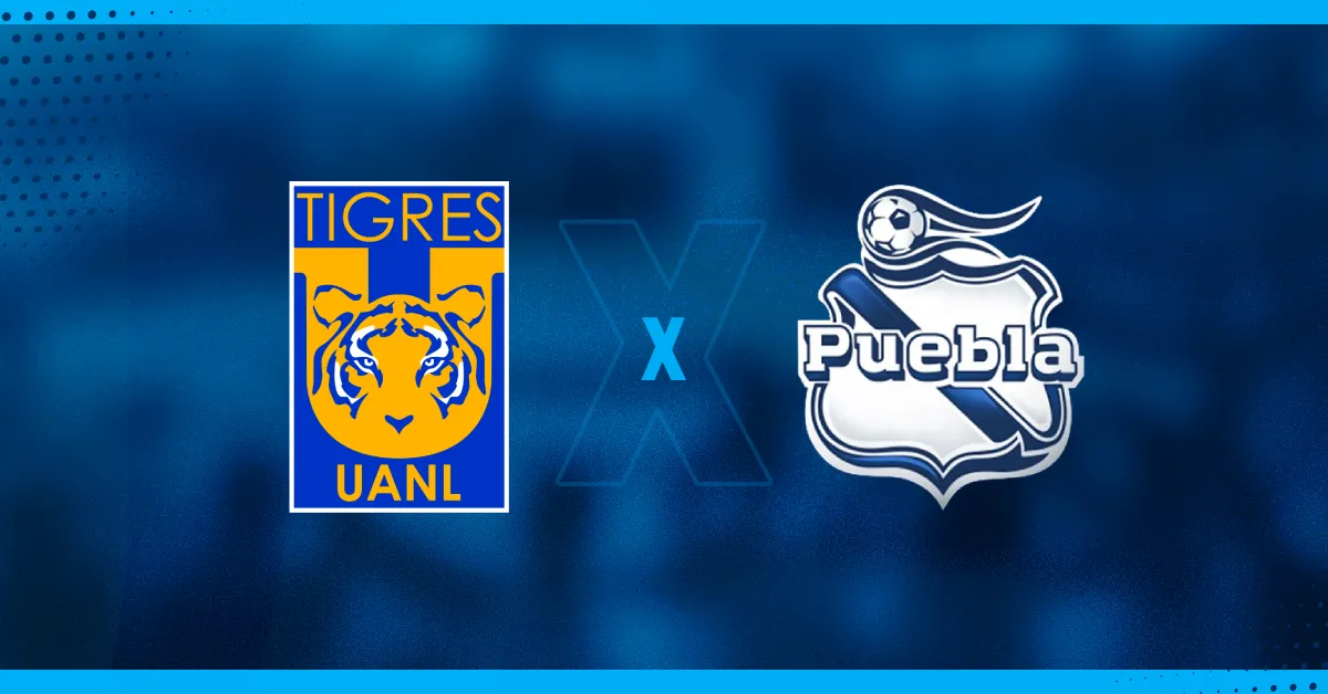 Escudos de Tigres e Puebla, que se enfrentam pela Leagues Cup.