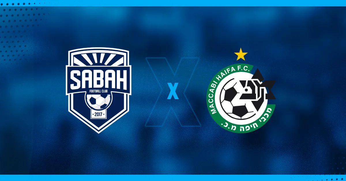 Escudos de Sabah Baku e Maccabi Haifa, que se enfrentam pela Conference League.