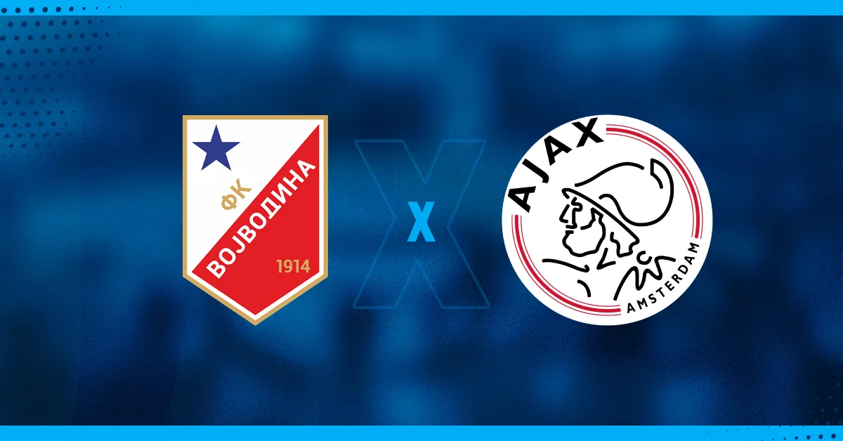 Escudos de Vojvodina e Ajax, que se enfrentam pela Europa League.