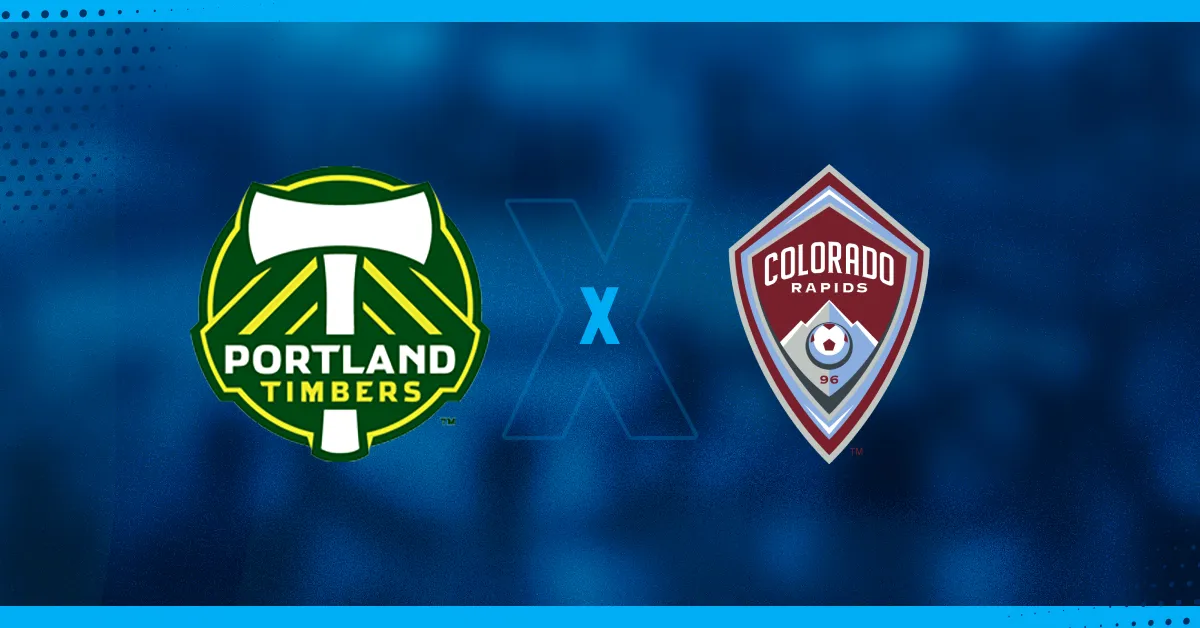 Escudos de Portland Timbers e Colorado Rapids, que se enfrentam pela Leagues Cup.