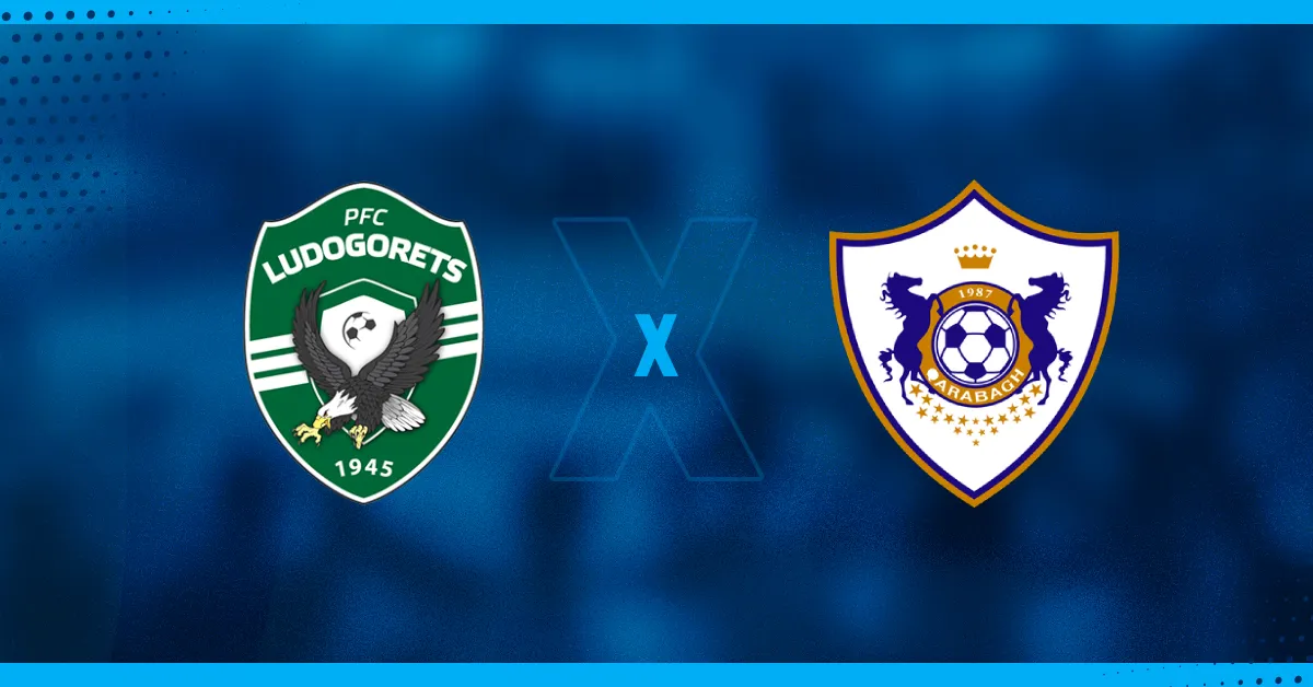 Escudos de Qarabag e Ludogorets, que se enfrentam pela Champions League.