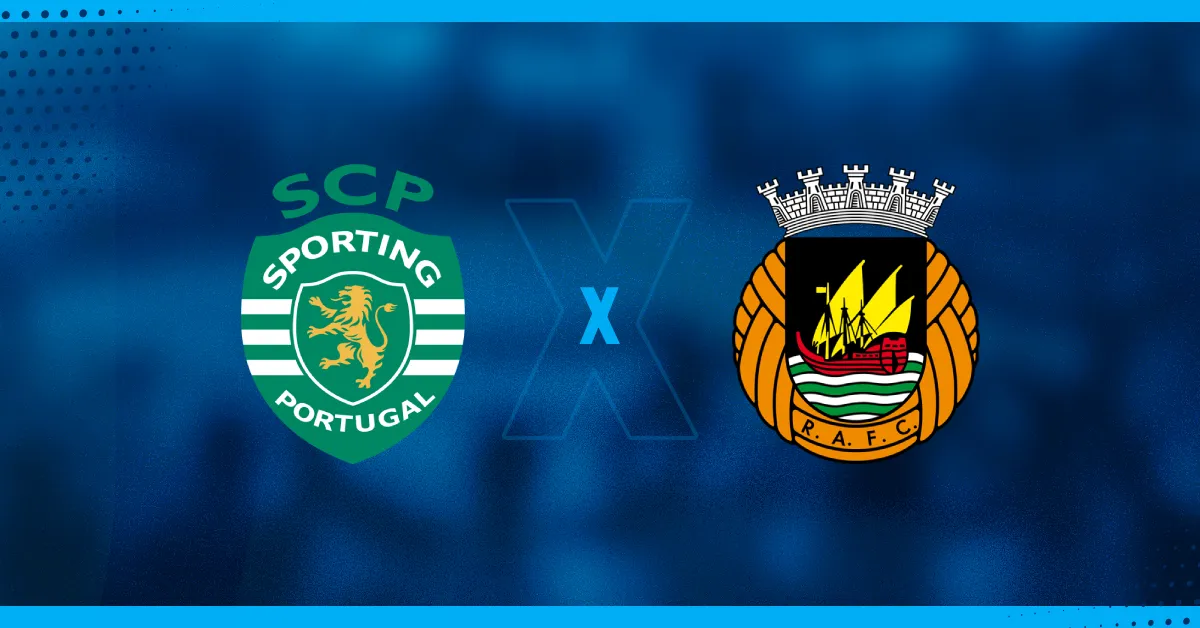 Escudos de Sporting e Rio Ave, que se enfrentam pela Liga Europa.