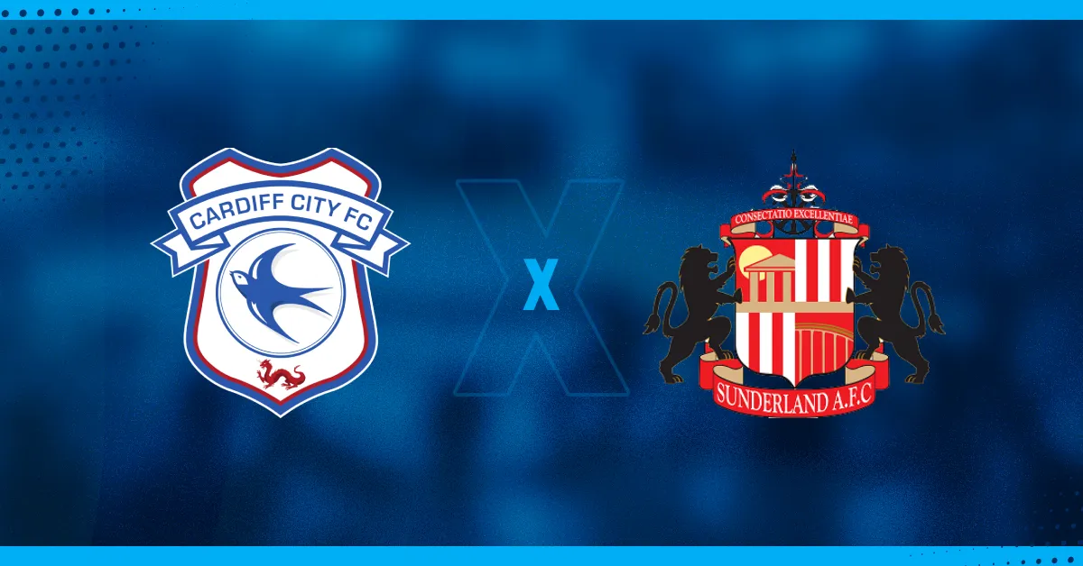 Escudos de Cardiff e Sunderland, que se enfrentam pela EFL Championship.