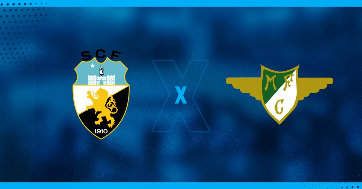 Escudos de Farense e Moreirense, que se enfrentam pela Liga Portugal.