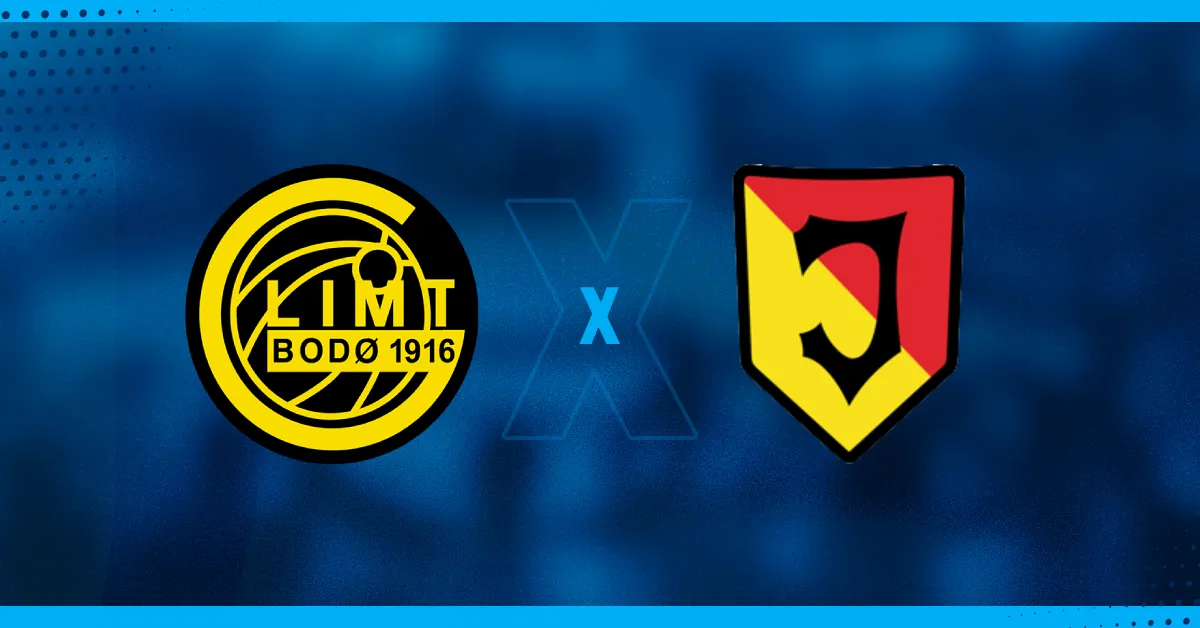 Escudos de Bodo/Glimt e Jagiellonia, que se enfrentam pela Liga dos Campeões.