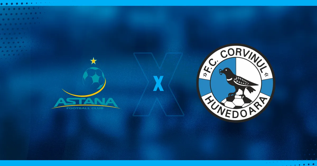 Escudos de Astana e Hunedoara, que se enfrentam pela Liga Conferência.