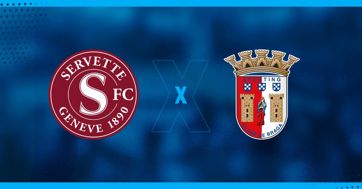 Escudos de Servette e Braga, que se enfrentam pela Liga Europa.