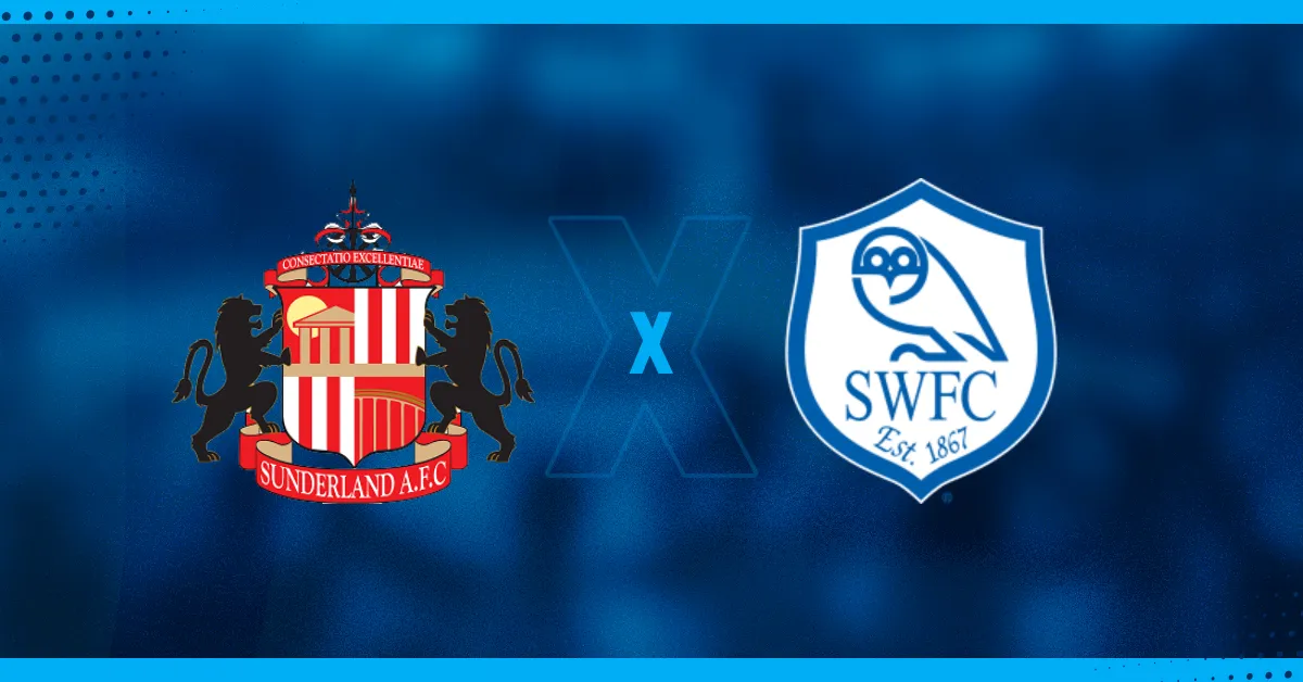 Escudos de Sunderland e Sheffield Wednesday, que se enfrentam pela EFL Championship.