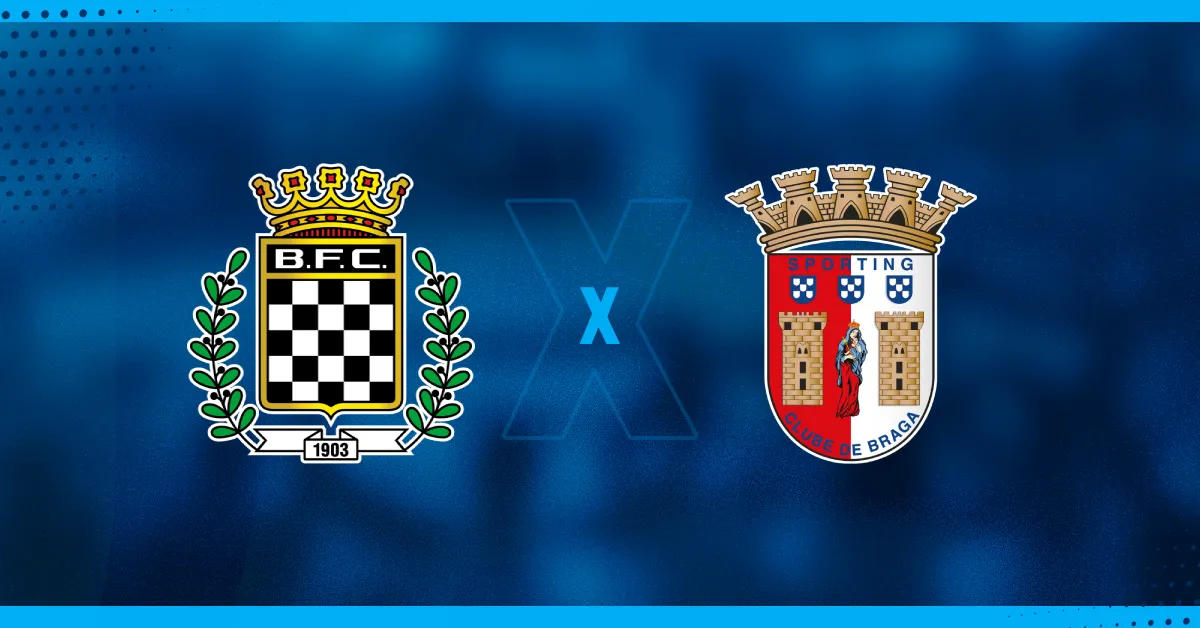 Escudos de Boavista e Braga, que se enfrentam pela Liga Portugal.