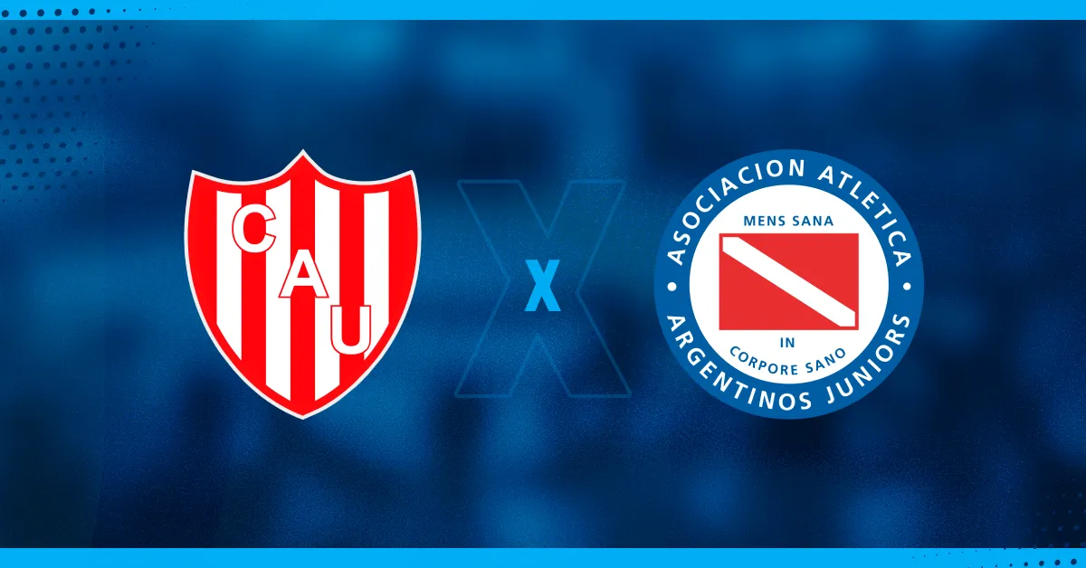 Escudos de Unión Santa Fe e Argentinos Juniors, que se enfrentam pelo Campeonato Argentino.