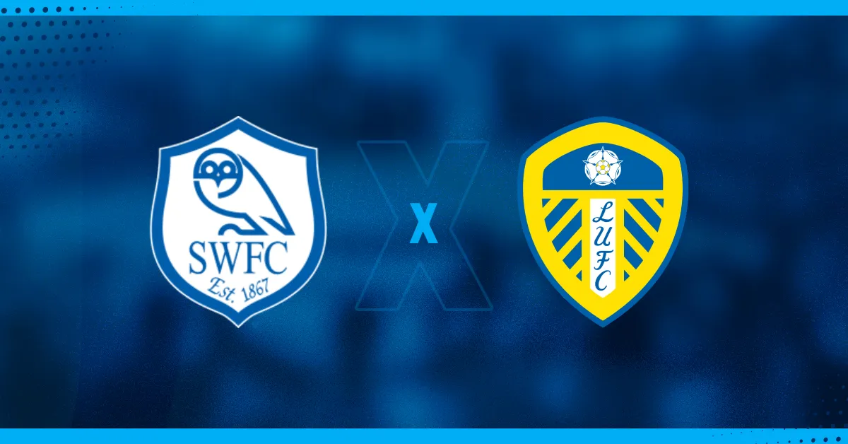 Escudos de Sheffield Wednesday e Leeds, que se enfrentam pela EFL Championship.