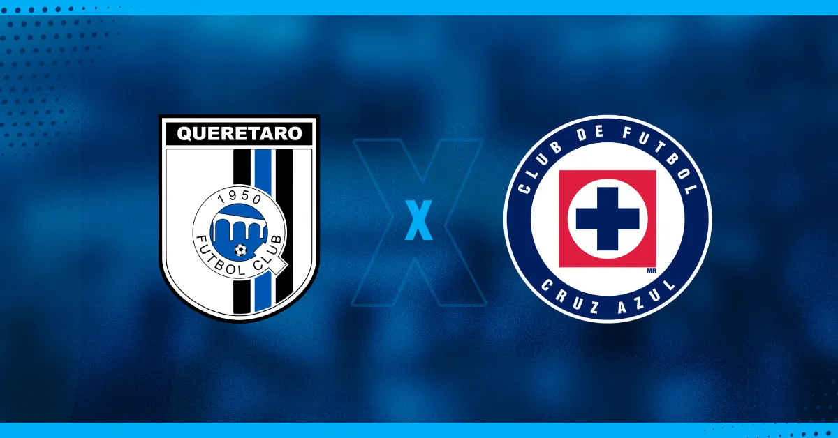 Escudos de Querétaro e Cruz Azul, que se enfrentam pela Liga MX.