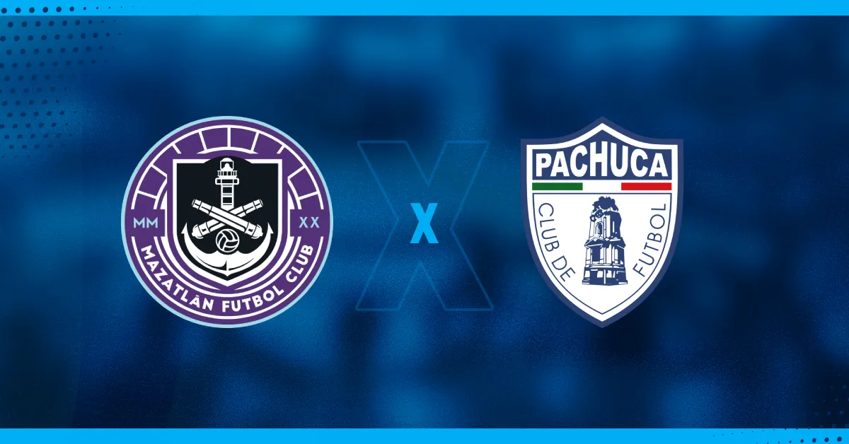 Escudos de Mazatlán e Pachuca, que se enfrentam pela Liga MX.