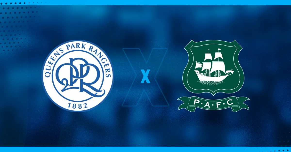 Escudos de QPR e Plymouth, que se enfrentam pela EFL Championship.